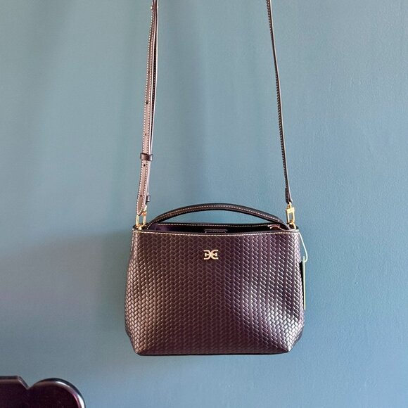 Sam Edelman Eva Woven Satchel - Black Leather NWT - Picture 14 of 16